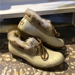 Sperry Cream Fur-Trimmed Winter Boots